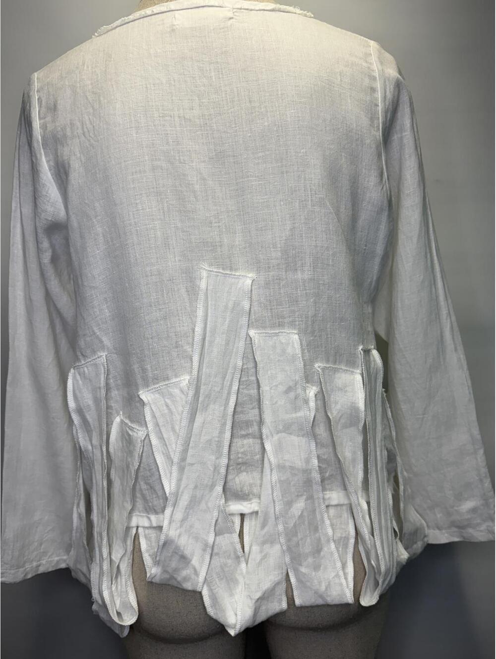 DESIGNER BODIL LINEN WHITE BLOUSE - L - Picture 6 of 8